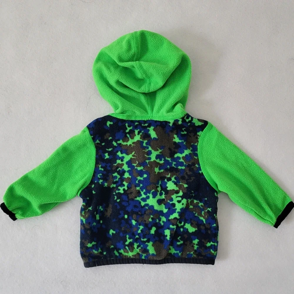 The North Face Infant Baby Boys 0-3 Month Fleece Jacket Hooded Camo Neon Newborn